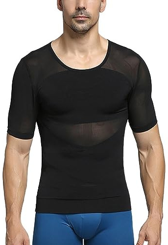 ZUOZUIYQ Mens Body Slimming Mage Vä Termisk kompressionsskjorta Linne Shapewear Midjeträningsbody