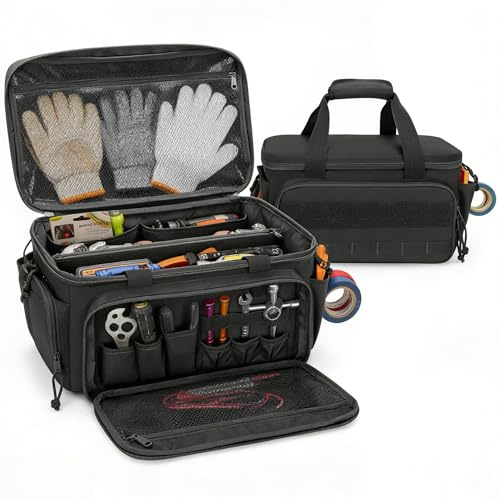 Petite boîte à outils portable de 14 pouces, légère pour artisans, avec base antidérapante en polyuréthane, boîte à outils multifonctionnelle, petite pour électriciens, charpentiers