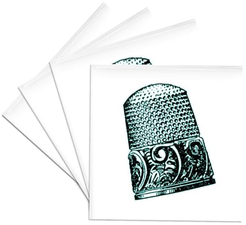 3dRose Vintage Thimble Print Set of 4 Ceramic Tile Coasters