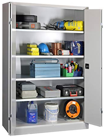 Certeo Pavoy | Falttürenschrank | Höhe 1950 mm | Breite 1200 mm | Tiefe 400 mm | grau