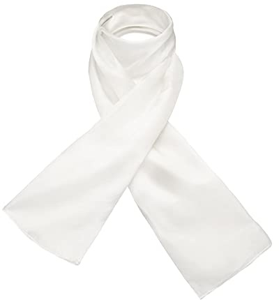 Basic Sense Plain 100% Genuine Silk Scarf Shawl, 25 x 135cm (10 x 53), White