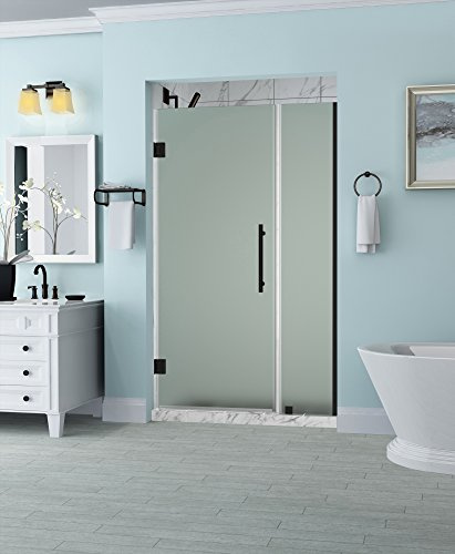 Aston SDR965F-ORB-4333-10 Belmore 42.25 to 43.25 x 72 Frameless Hinged Alcove Shower Door in Frosted Glass, Oil Rubbed Bronze