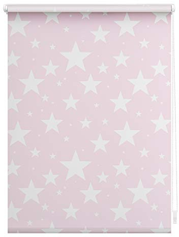 Lichtblick Klemmfix Verdunklungs-Rollo mit Motiv, ohne Bohren, Blickdicht, Seitenzugrollo, Made in Germany, Sterne Rosa,90 cm x 150 cm (B x L)