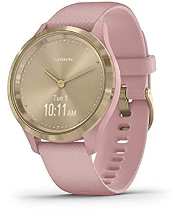 Garmin vivomove 3s, Smaller-Sized Hybrid Smartwatch with Real Watch Hands and Hidden Touchscreen Display, Light Gold with Rose Case and Band