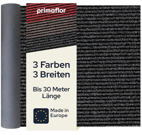 Primaflor Sauberlauf - Gin, Anthrazit, 0,80m x 2,50m, Rutschfester Schmutzfangläufer Meterware, Robuster Küchenläufer nach Maß, Zuschneidbarer Teppichläufer, Eingangsmatte für Flur und Windfang