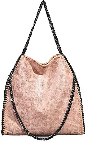 ZIYUEZIKUN Umhängetaschen für Frauen Damen Kette Umhängetasche Kettentasche Taschen für Damen Casual Handtasche große Hobo Schultertasche (Rosa)