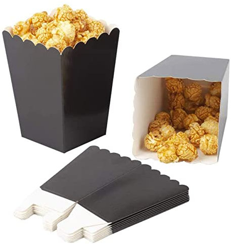 CC wonderland zone Lot de 24 Petite Boîtes à Popcorn Noir,Mini Conteneurs Pop-Corn en Papier pour Fêtes
