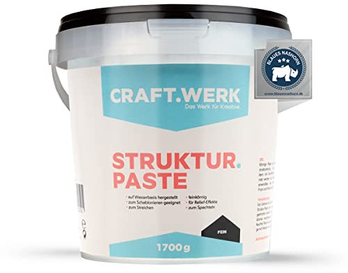 CRAFT.WERK Das Werk für Kreative. Craft.Werk - 1,7kg Strukturpaste Leinwand (fein) - hochwertige Strukturpaste für Acrylmalerei - einfärbbare Spachtelmasse Acrylmalerei - Made in Germany, CWST10001