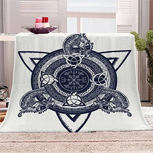 Keltischer Drache Vikings Kuscheldecke 180x220 cm Flanelldecke Wikinger flauschig Warme Microfaser Blanket Groß Tagesdecke Decke für Sofa und Bett Hochwertige Decke Sommer