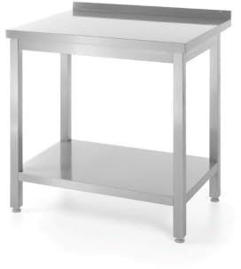 HENDI Arbeitstisch, Wandarbeitstisch, Arbeidsplatte, mit Aufkantung und Ablage, Zur Selbstmontage, Verstellbare Füße, für Restaurant, Bar, Küche, Aufkantung: 40mm, 1400x600x(H)850mm, Edelstahl