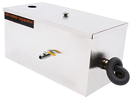 Séparateur d'huile d'égout commercial en acier inoxydable Séparateur de graisse de cuisine Filtre à graisse avec panier filtre et valve de vidange d'huile, design de filtration en cinq étapes