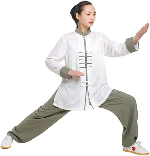 Tai Chi Uniform, Martial Arts Kung Fu Uniform Tai Chi Clothing Women,men Tai Chi Clothing Uniform Linen Long Sleeve Tai Chi Taekwondo Yoga Suit Wing Chun Zen Meditation Kung Fu Tai Chi Suit ( Color :