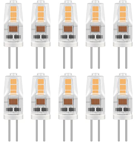 Caldarax G4 LED Lampe 2W, Warmweiß 3000K, Ersatz für 12V 20W Halogen, 200LM, 12V Niedervolt LED Birne, Nicht Dimmbar, Nicht Flackern, für Unterbauleuchten, Dunstabzugshaube, 10 Stück