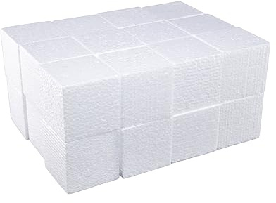 DecoPorex – Polystyrenskumblock 5 cm x 5 cm x 5 cm (24 stycken) för hantverk, fyrkantiga tegelstenar av polystyren för konst och hantverk, vit färg