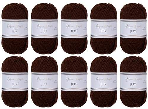Utopia Crafts JOY - Filato per lavorare a maglia e all'uncinetto, morbido, facile da pulire, 100% poliacrilico, 10 gomitoli da 50 g, 150 m (chicchi di caffè)
