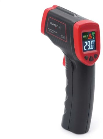 SANTOS Infrarot Thermometer - Präzise Temperaturüberwachung - Infrarot-Technik - -50 °C bis +550 °C - LED-Anzeige - BBQ-, Grill-, Ofen-, & Pizzaofen-Thermometer, für jeden Grill-Fan - BBQ-Geschenk