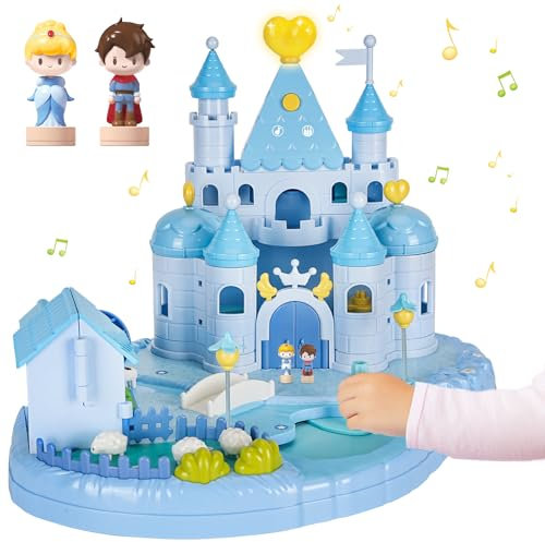fygurso Puppenhaus Princess Castle mit 2 Magnetisch Gesteuerten Beweglichen Kleinen Figuren, Magnetic Tiles Traumvilla-Spielzeug mit Licht und Musik Zum Rollenspiel, Geschenk ab 6–12 Jahre Mädchen