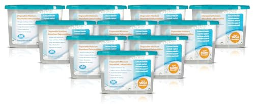 Prem-I-Air Desiccant Moisture Absorber Drying Dehumidifier Reduces Damp, Humidity & Condensation in Wardrobes, Cupboards, Home, Kitchen, Bedroom, Caravan, Office, Basement 500ml Absorption Pack of 10