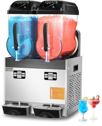 VEVOR Commercial Slushy Machine 12Lx2 Tank Frozen Drink Machine 96 Cups | Stainless Steel Margarita Smoothie Frozen Drink Maker, Slushie Maker for Home Party Restaurants Cafe Bars