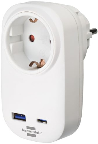 Brennenstuhl Steckdosenadapter mit USB C Power Delivery und USB A