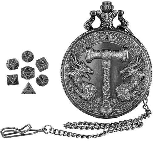 Set di per orologio da , poliedrici in metallo unico, custodia da tasca vintage, collezione di ruolo gotico, accessorio da tavolo intricato per giochi da tavolo, adulti e bambini
