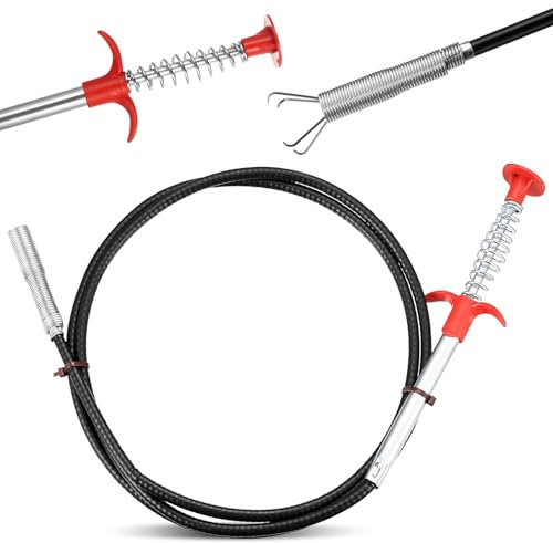 Furet Deboucheur Canalisation Professionnel, 160 cm Pince à Griffes, Pince à Spirale de Nettoyage de Tuyau, Pinces à Griffes Flexibles Télescopique, Deboucheur WC pour évier de Cuisine Salle de Bain