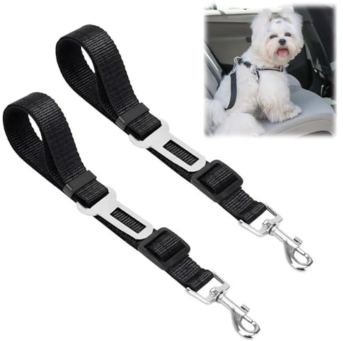Ram® 2 X Dog Car Seat Belts 70CM Adjustable Car Seatbelt Harness Strap For Dogs Cat Travel Strong Durable Clip On Pet Travel Seat Belt
