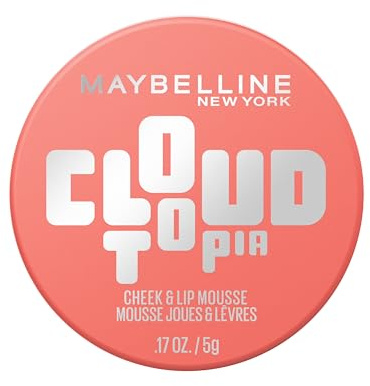 Maybelline New York - Blush en Mousse Multi-Usage - Joues & Lèvres - Fini Mat Flouté - Texture légère - Tenue Jusqu'à 14h - Résiste au Transfert - Cloudtopia - Teinte : 05 Coral illusion