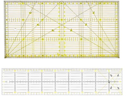 Patchwork Lineal 2er-Pack Schneiderlineal Nählineal mit Cm-Skala und Winkelfunktionen, Ideal für Patchwork und Zum Basteln,10 X 45 Cm/15 X 30 Cm