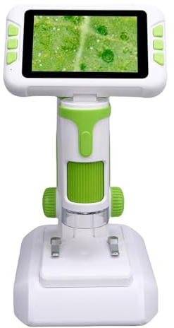 CHEOTIME Microscope pour Enfants, Microscope numérique 1600X, écran LCD de 4 Pouces, Portable et de Bureau, Rechargeable par USB, pour l'apprentissage des Sciences et (Green)