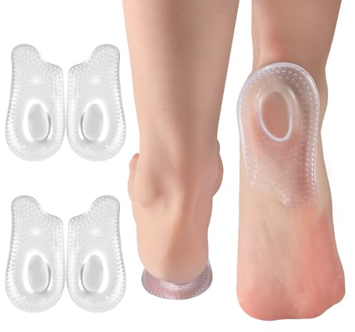 Sibba Achilles Tendonitis Gel Heel Cups, 2 Pairs Orthotic Heel Inserts Pain Relief Heels Pads, Beaded Clear Heels Cups for Shock Absorption, Bone Spur, Plantar Fasciitis
