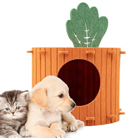 Caverne Lit pour Chat - Maison Douce Semi-Encastrée avec Toit Amovible,Caverne-Lit en Forme de Carotte,pour Chat Et De Taille Moyenne À Grande pour Détente Et Sommeil en