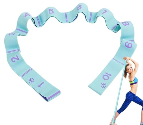 Cintura elastica con passanti, cintura da yoga con passanti, 10 fasce elastiche, per allenamento a casa, allenamento, pilates e ginnastica