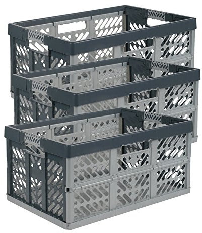 keeeper 3 x Profi-Klappbox ”Ben” (45 Liter/PP/grau-anthrazit)