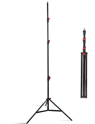 LENCARTA Professional Tripod Light Stand 3.6 m / 142 inches | Aluminium Air Damped Photography Stand, Height Adjustable, Foldable and Portable Sturdy Tripod Stand, Matte Black for Studio Lighting