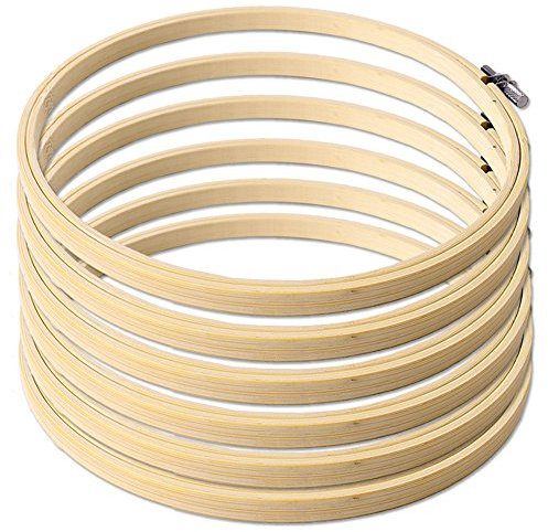 TE-DecoArt Stickrahmen Holz 6er Set - runder Stickring für Kreuzstich - DIY Sticken Set Anfänger - Embroidery Hoop Cross Stitch 17 cm - Punch Needle Set - Stickerei Näh-Zubehör - Stickbild basteln