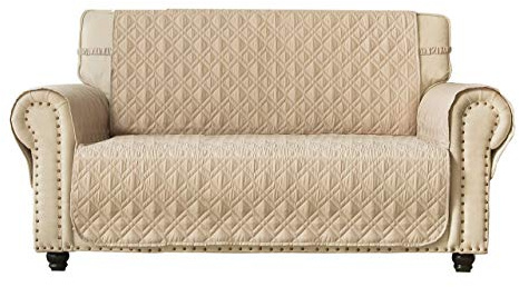 Ameritex Loveseat Cover Water-Resistant Quilted Furniture Protector with Back Nonslip Paws Slipcover for Dogs, Kids, Pets Loveseat Slipcover Stay in Place for Leather (46, Beige)