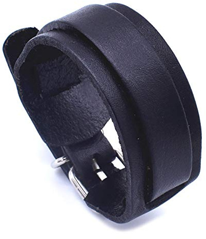 Zense - Svart justerbart läderarmband för män ZB0336