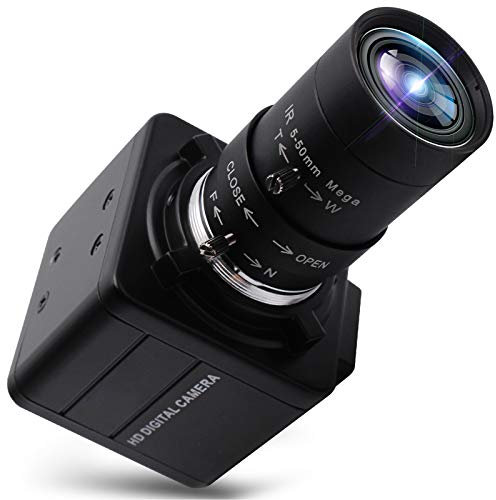 Svpro Cámara USB de 5 MP con objetivo zoom de 5 – 50 mm, zoom óptico 10 x, cámara web HD, enfoque manual Mini 2592 x 1944 con sensor Aptina MI5100, cámara de ordenador USB 2.0 para Windows MAC Linux