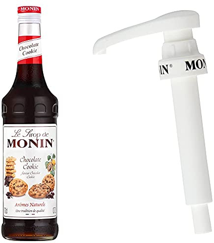 MONIN Premium Chocolate Cookie Syrup 700 ml & 10 ml pump for 1 L PET and 25 cl MONIN Premium Syrup bottles