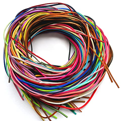 Cordoncino per Creazione di Gioielli, ARPDJK 60 Pezzi 1m x 3mm Cordoncini in Pelle Scamosciata Corda per Bracciali Collana Gioielli Fatti a Mano Filo di Perline Portachiavi (60 Colori)