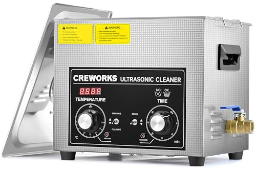 CREWORKS 10L Limpiador de Ultrasonidos con Temporizador y Calentador 240W Limpiador Ultrasónico de Acero Inoxidabale Máquina de Ultrasonidos para Limpieza de Gafas/Joyas/Anillos