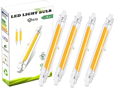 R7S LED-glödlampa 78mm 10W Dimbar, 78mm glödlampa COB LED R7S lampfot strålkastare linjärt ljus, 360° strålvinkel, varmvit, 3000K, 1000LM, 4 stycken