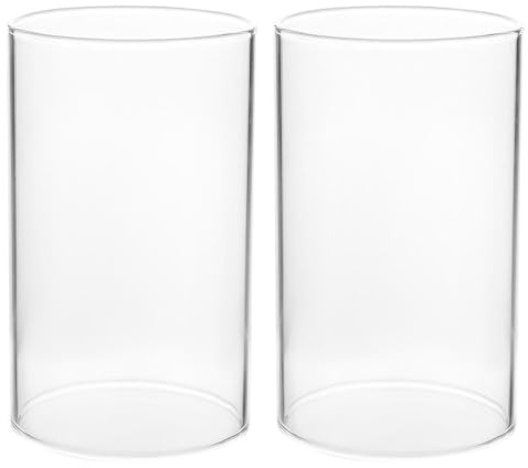 GANAZONO Bougeoir Verre Transparent Cylindrique 2Pcs Abat-Jour Antivent pour Bougies Accessoire Décoratif Maison pour Ambiance Chaleureuse Et Romantique