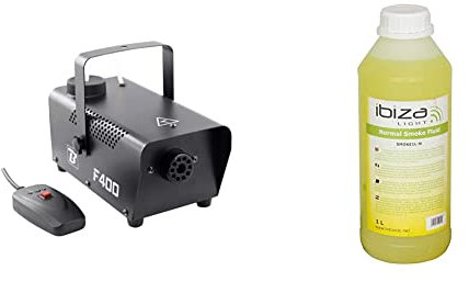 BOOMTONE Machine à fumée F400 noir & SMOKE1L-N - IBIZA - Fluido per nebbia a densità normale - 1 litro