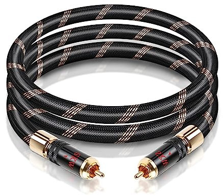 SKW Cavo coassiale digitale RCA, cavo per subwoofer S/PDIF RCA con design autobloccante, per suono surround stereo 5.1, amplificatore, sistema stereo, sistema Hi-Fi, OD: 8 mm - 1m