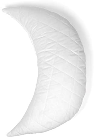 Giraffenland Cuscino a forma di luna con miglio bio - Mezzaluna ca. 50cm con bucce di miglio bio - Tessuto trapuntato bianco, direttamente riempito