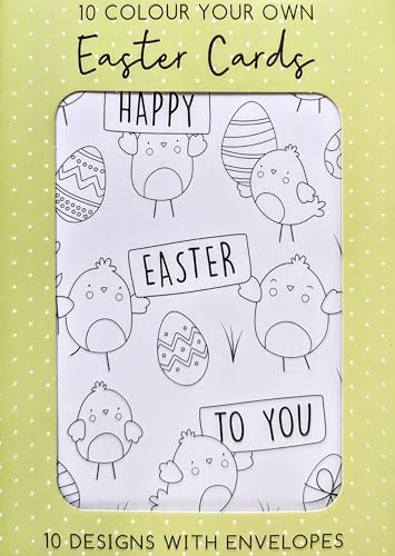 10 Colour Your Own Easter Cards with Envelopes – Kids Colouring Activity | Eco-Friendly Packaging | Fun Craft