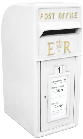 MonsterShop - Cassetta Postale per le Lettere in Stile Britannico Inglese in Ghisa da Esterno Bocchetta Lettere Standard UK - Bianco