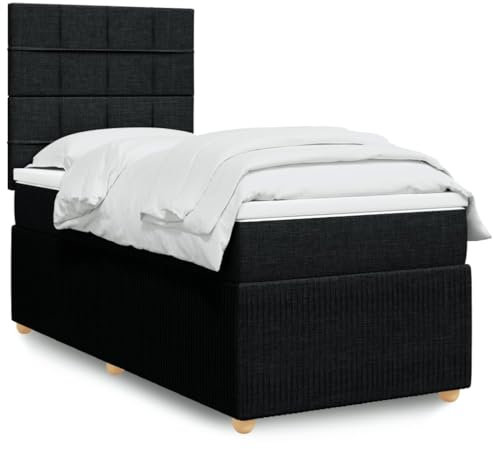 qohoio Boxspringbett mit Matratze Schwarz 90x190 cm Betten Bett Mit Matratze Bett Boxspringbett Schlafzimmer MöBel Stoff - 3291913